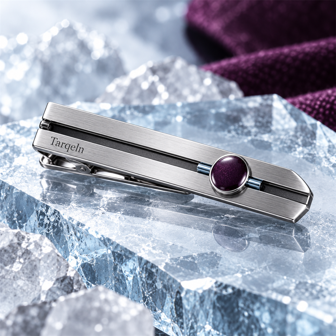 Tarqeln Plum Gem Tie Clip